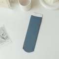 Vertical ribbed velvet crew socks in misty blue finish for women stylish summer wear - One Size / Lake Blue