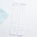 Chaussettes hautes blanches style JK avec nœud en soie pour un look d'école japonais - Style Au-dessus du genou (Blanc au-dessus du genou) / Blanc