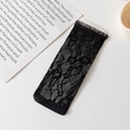 Elegant black lace mesh mid-calf socks with delicate floral ruffles for JK fashion - Black Flower