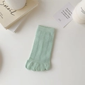 Chaussettes à cinq orteils vert menthe avec maille ajourée et bordure festonnée - Bleu