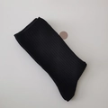Classic black ribbed crew socks in JK style with small white embroidered detail - Coarse Striped Black