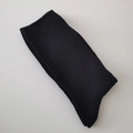 Classic black rib-knit crew socks in Korean JK style featuring elastic vertical stripes - Thin Stripe Black