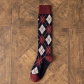 Calze al ginocchio stile JK giapponese con motivo a rombi blu navy e bordeaux - Quadri Rossi