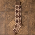 Classic argyle pattern knee-high socks in vintage brown and khaki warm tones - Light Coffee Argyle