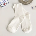 Classic white ribbed mid-calf crew socks in soft knit cotton for women, minimalist style - Women's One Size 34-39 / Bleached White
