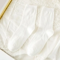 Calzini bianchi con trama a rombi e volant in pizzo dolce per stile collegiale - Stile Texture a Maglia a Rombi Bianco (090 Bianco)