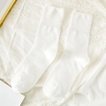 Classiche calze bianche a coste da donna in dolce stile scolastico giapponese - Stile Crew a Costine Semplice Bianco (092 Bianco)