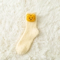 Calcetín grueso de forro polar coral amarillo con lindo dibujo de tigre 3D naranja - Talla única / Beige (Tigre)
