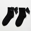 Calze nere in cotone stile giapponese con un dolce fiocco sul bordo superiore - Taglia unica / Nero (Fiocco Nero)