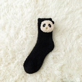 Cute black coral fleece winter socks with a 3D panda character for cozy home warmth - One Size / Black (Panda)