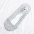 Elegant light blue lace invisible no-show socks with non-slip silicone and floral pattern - One Size / Gray