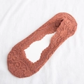 Chaussettes invisibles marron en dentelle élégante avec silicone antidérapant et fleurs - Taille unique / Rouge Brique