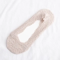 Elegant beige lace no-show socks with wavy scallop edges and non-slip silicone grip - One Size / Lotus Pink
