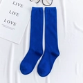 Calcetines altos de algodón azul brillante con puños acanalados para uso diario - Talla única / Azul Zafiro