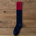 Calze al ginocchio rétro stile college in bordeaux e blu navy scuro in cotone - Taglia unica / Blu navy con top rosso