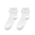 Calze a rete Lolita bianche con doppi volant in pizzo e raffinato stile da principessa - Taglia unica / Bianco