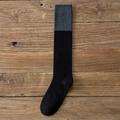Chaussettes montantes rétro style académique avec design bicolore noir et gris - Taille unique / Noir avec haut gris