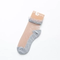 Chaussettes grises en mesh transparent avec sequins étoiles et bords en dentelle - Gris