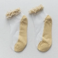 Chaussettes japonaises Lolita dorées avec dentelle et perles élégantes - Taille unique / Khaki