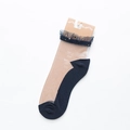 Chaussettes bleu marine et beige transparentes avec dentelle et étoiles dorées - Bleu Marine