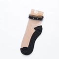 Chaussettes transparentes couleur chair avec dentelle noire et étoiles dorées - Noir