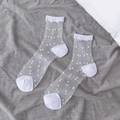 Calze trasparenti bianche a pois con punte e talloni rinforzati per una donna elegante - Picchiettato Bianco