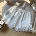 White silk safety shorts with floral lace hem and side ribbon bows for women - One Size / White