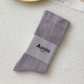 Minimalist purple cotton crew socks with ribbed cuffs and simple paper packaging - One Size / Purple