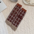Braune und weiße karierte Zehensocken mit süßen Bärenmotiven im gemütlichen Japan-Stil - Einheitsgröße / Drei Bären
