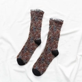 Vintage-Strick-Wadenstrümpfe mit Blumenmuster, schwarzer Spitze und bunter Textur - Einheitsgröße / Vintage Schwarz (X1591)