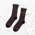 Vintage-Socken mit Blumenmuster, dunkelrotem Design und schwarzer Spitze auf Stoff - Einheitsgröße / Vintage Blau (X1591)
