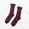 Dunkelrote Vintage-Socken mit schwarzer Spitze und dicker Stricktextur für Damen - Einheitsgröße / Vintage Rot (X1591)