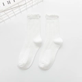 Calcetines blancos media pantorrilla estilo JK japonés con encaje y textura de punto - Talla única / Blanco