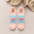Cozy pink pig-themed coral fleece socks with cute 3D ears and heart pattern - Pink Heart Pig