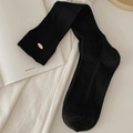 Calcetines altos negros de punto acanalado con detalle de hebilla de metal dorado - Talla única / Negro