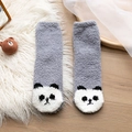 Zachte grijze panda koraalvlies sokken voor warme en knusse winterdagen binnenshuis - Eén maat / Grijs (Panda)