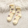 Yellow fluffy coral fleece socks with bear and strawberry patterns for winter warmth - One Size / Tender Yellow Radish