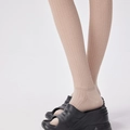 Beige ribbed over-knee high socks with minimalist knit pattern for a preppy look - One Size / Khaki