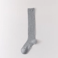 Grey calf-length socks with ribbed vertical texture and high elasticity minimalist design - One Size / Light Gray