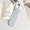 Sweet light blue socks featuring white polka dots, delicate lace trim and a cute bow - One Size / Blue (Light Blue with White Polka Dots and Bow)