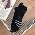 Schwarze Mesh Füßlinge für Herren mit grauen Streifen und Fersenlasche - Einheitsgröße / Schwarz
