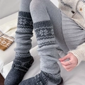 Scaldamuscoli in maglia grigio chiaro con motivi nordici a fiocco di neve grigio scuro - Taglia unica / Grigio