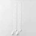 Calcetines blancos sobre la rodilla con textura acanalada y puño elástico para mujer - Talla única / Blanco