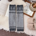 Scaldamuscoli in maglia grigia con motivo jacquard a fiocco di neve e polsini a coste - Taglia unica / Grigio