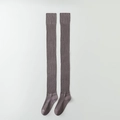 Calcetines por encima de la rodilla de punto acanalado en color púrpura empolvado - Talla única / café