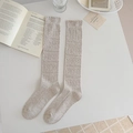 Chaussettes hautes beiges à motifs de losanges tricotés de style ballerine - Taille unique / Khaki