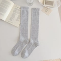 Calcetines altos grises con rombos y ribete de encaje ondulado de estilo ballet - Talla única / Gris claro