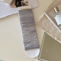 Classic grey ribbed leg warmers in a stylish Japanese preppy style for women - Light Gray