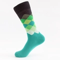 Baumwollsocken für Herren mit grünem Rautenmuster und gerippten Bündchen - Schwarzer Rand Grün Weiß Argyle (Grüne Basis)