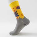 Yellow and grey mid-calf astronaut socks with space shuttle pattern and moon texture - EU 39-49 / Yellow Grey Patchwork Rocket Style (24002 Astronaut)